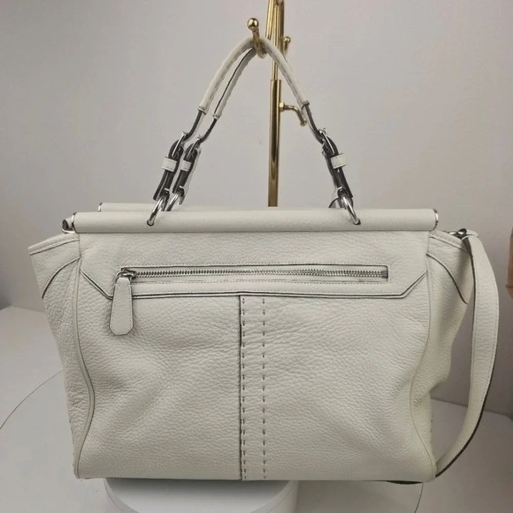 Coach Pinnacle Louisa Satchel Shoulder Bag Leather White Crossbody